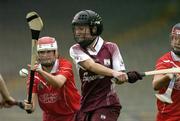 29 May 2005; Sinead Cahalan, Galway, in action against Colette Desmond, Cork. National Camogie League, Division 1 Final, Galway v Cork, Semple Stadium, Thurles, Co. Tipperary. Picture credit; Brendan Moran / SPORTSFILE