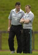 31 May 2005; Head coach Niall O'Donovan, left, in conversation with assistant coach Mark McCall during Ireland rugby squad training. University of Limerick, Limerick. Picture credit; Brendan Moran / SPORTSFILE
