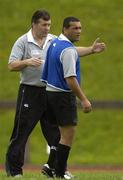 31 May 2005; Head coach Niall O'Donovan, left, in conversation with assistant coach Michael Bradley during Ireland rugby squad training. University of Limerick, Limerick. Picture credit; Brendan Moran / SPORTSFILE