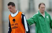 1 June 2005; Republic of Ireland manager Brian Kerr with Ian Harte during squad training. Malahide FC, Malahide, Dublin. Picture credit; David Maher / SPORTSFILE