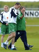 2 June 2005; Republic of Ireland manager Brian Kerr speaks with John O'Shea during squad training. Malahide FC, Malahide, Dublin. Picture credit; Damien Eagers / SPORTSFILE