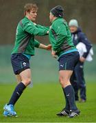 31 January 2014; Ireland's Andrew Trimble, left, and Rory Best during squad training ahead of their RBS Six Nations Rugby Championship match against Scotland on Sunday. Ireland Rugby Squad Training, Carton House, Maynooth, Co. Kildare. Picture credit: Matt Browne / SPORTSFILE