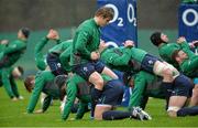 31 January 2014; Ireland's Andrew Trimble and Rory Best during squad training ahead of their RBS Six Nations Rugby Championship match against Scotland on Sunday. Ireland Rugby Squad Training, Carton House, Maynooth, Co. Kildare. Picture credit: Matt Browne / SPORTSFILE