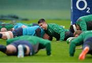 31 January 2014; Ireland's Conor Murray and team-mate Jamie Heaslip during squad training ahead of their RBS Six Nations Rugby Championship match against Scotland on Sunday. Ireland Rugby Squad Training, Carton House, Maynooth, Co. Kildare. Picture credit: Matt Browne / SPORTSFILE