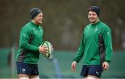 31 January 2014; Ireland's Chris Henry, left, and Iain Henderson during squad training ahead of their RBS Six Nations Rugby Championship match against Scotland on Sunday. Ireland Rugby Squad Training, Carton House, Maynooth, Co. Kildare. Picture credit: Matt Browne / SPORTSFILE