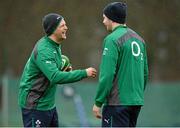 31 January 2014; Ireland's Chris Henry, left, and Iain Henderson share a joke during squad training ahead of their RBS Six Nations Rugby Championship match against Scotland on Sunday. Ireland Rugby Squad Training, Carton House, Maynooth, Co. Kildare. Picture credit: Matt Browne / SPORTSFILE