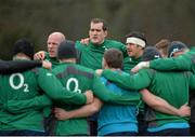 31 January 2014; Ireland's Devin Toner, centre,with Paul O'Connell, left, and Mike McCarthy during squad training ahead of their RBS Six Nations Rugby Championship match against Scotland on Sunday. Ireland Rugby Squad Training, Carton House, Maynooth, Co. Kildare. Picture credit: Matt Browne / SPORTSFILE