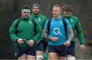 31 January 2014; Ireland's Martin Moore, left, and Luke Marshall make their way to squad training ahead of their RBS Six Nations Rugby Championship match against Scotland on Sunday. Ireland Rugby Squad Training, Carton House, Maynooth, Co. Kildare. Picture credit: Matt Browne / SPORTSFILE