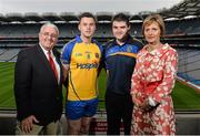 31 January 2014; Pictured are, from left, John Murphy, Hospice, Donie Shine, Roscommon, Brian Carroll, Secretary Roscommon County Board, and Lily Murphy, Hospice, at the launch of the new Roscommon senior jersey for 2014. Croke Park, Dublin. Picture credit: Ramsey Cardy / SPORTSFILE