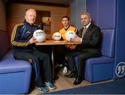 31 January 2014; Bank of Ireland is delighted to confirm it has extended its partnership with the DCU Sports Academy for a further three years to the end of June 2016. Pictured are, from left, Michael Kennedy, Director of DCU GAA Academy, Laois footballer Colm Begley and Gabriel Bannigan, Regional Manager, Dublin, Bank of Ireland, in attendance at the renewal announcement of the Bank of Ireland sponsorship of DCU Sports Academy. Bank of Ireland Branch, DCU, Dublin Picture credit: Barry Cregg / SPORTSFILE