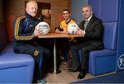 31 January 2014; Bank of Ireland is delighted to confirm it has extended its partnership with the DCU Sports Academy for a further three years to the end of June 2016. Pictured are, from left, Michael Kennedy, Director of DCU GAA Academy, Dublin footballer James McCarthy and Gabriel Bannigan, Regional Manager, Dublin, Bank of Ireland, in attendance at the renewal announcement of the Bank of Ireland sponsorship of DCU Sports Academy. Bank of Ireland Branch, DCU, Dublin Picture credit: Barry Cregg / SPORTSFILE
