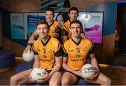 31 January 2014; Bank of Ireland is delighted to confirm it has extended its partnership with the DCU Sports Academy for further three years to the end of June 2016. Pictured are, back row, Longford footballer Michael Quinn, left, and Roscommon footballer Colin Compton. Front row, Galway footballer Tom Flynn, left, and Laois footballer Colm Begley in attendance at the renewal announcement of the Bank of Ireland sponsorship of DCU Sports Academy. Bank of Ireland Branch, DCU, Dublin. Picture credit: Barry Cregg / SPORTSFILE