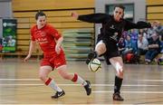 31 January 2014; Carys Johnson, UCC, in action against  Geraldine McLoughlin, IT Sligo. WSCAI National Futsal Finals semi-final, The Mardyke, UCC, Cork. Picture credit: Diarmuid Greene / SPORTSFILE