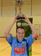31 January 2014; UCD captain Ciara Grant lifts the cup after victory over IT Sligo. WSCAI National Futsal Final, The Mardyke, UCC, Cork. Picture credit: Diarmuid Greene / SPORTSFILE