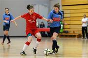 31 January 2014; Siobhan Killeen, UCD, in action against Emma Hansberry, IT Sligo. WSCAI National Futsal Final, The Mardyke, UCC, Cork. Picture credit: Diarmuid Greene / SPORTSFILE