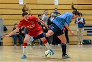 31 January 2014; Ciara Grant, UCD, in action against Aileen Gilroy, Sligo IT. WSCAI National Futsal Final, UCD v Sligo IT, The Mardyke, UCC, Cork. Picture credit: Diarmuid Greene / SPORTSFILE