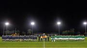 31 January 2014; Both teams during the National Anthem. Women's Six Nations Rugby Championship, Ireland v Scotland, Ashbourne RFC, Ashbourne, Co. Meath. Picture credit: Ramsey Cardy / SPORTSFILE