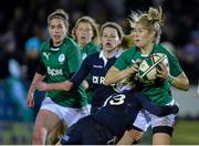 31 January 2014; Alison Miller, Ireland, is tackled by Annabel Sergeant, Scotland. Women's Six Nations Rugby Championship, Ireland v Scotland, Ashbourne RFC, Ashbourne, Co. Meath. Picture credit: Ramsey Cardy / SPORTSFILE