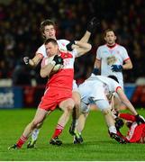 1 February 2014; Patsy Bradley, Derry, in action against Conan Grugan, Tyrone. Allianz Football League Division 1 Round 1, Derry v Tyrone, Celtic Park, Derry. Picture credit: Oliver McVeigh / SPORTSFILE