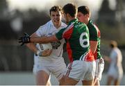 2 February 2014; Sean Hurley, Kildare, in action against Shane McHale, 6, and Lee Keegan, Mayo. Allianz Football League, Division 1, Round 1, Kildare v Mayo, St Conleth's Park, Newbridge, Co. Kildare. Picture credit: Piaras Ó Mídheach / SPORTSFILE