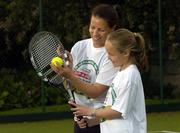30 May 2005; Coach Jenny O'Brien with Saly-Ann Appelby pictured at the announcement that SPAR is to sponsor this year's Irish National Tennis Championships at Donnybrook Lawn Tennis Club. This picture is taken at Donnybrook Lawn Tennis Club, Dublin. Picture credit; Ray McManus / SPORTSFILE