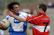 5 June 2005; Damien Freeman, Monaghan, in action against Padraig Kelly, Derry. Bank of Ireland Ulster Senior Football Championship, Monaghan v Derry, St. Tighernach's Park, Clones, Co. Monaghan. Picture credit; Damien Eagers / SPORTSFILE