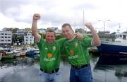 6 June 2005; Republic of Ireland supporters Jim, left, and Bill Redmond,  Ballymurn, Co. Wexford in Torshavn on their arrival in advance of the Faroe Islands v Ireland game.Torshavn, Faroe Islands. Picture credit; Damien Eagers / SPORTSFILE