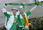 8 June 2005; Republic of Ireland supporters, and brothers, Jimmy and Brian Dunne, right, both from Ballymun, in advance of the FIFA 2006 World Cup Qualifier game against the Faroe Islands. Torshavn, Faroe Islands. Picture credit; Damien Eagers / SPORTSFILE