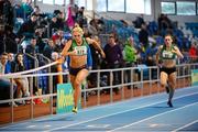 2 February 2014; Kelly Proper, Ferrybank AC, on her way to winning her Women's 200m heath at the Woodie’s DIY AAI Open Indoor Games. Athlone Institute of Technology Arena, Athlone, Co. Westmeath. Picture credit: Pat Murphy / SPORTSFILE