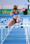 2 February 2014; Catherine McManus, Celtic DCH AC, on her way to winning her Women's 60m Hurdles race at the Woodie’s DIY AAI Open Indoor Games. Athlone Institute of Technology Arena, Athlone, Co. Westmeath. Picture credit: Pat Murphy / SPORTSFILE
