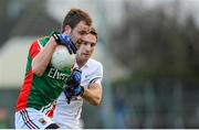 2 February 2014; Jason Gibbons, Mayo, in action against Gary White, Kildare. Allianz Football League, Division 1, Round 1, Kildare v Mayo, St Conleth's Park, Newbridge, Co. Kildare. Picture credit: Piaras Ó Mídheach / SPORTSFILE