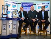 3 February 2014; The RBS 6 Nations and Triple Crown Trophies visited Drogheda as part of the Ulster Bank Trophy Tour, which is travelling across the country this week to celebrate their sponsorship of the championship. Pictured at Boyne RFC, Drogheda, were, from left, Reggie Corrigan, Leinster and former Ireland captain, John Hayes, former Ireland, Munster and Lions star, and Ulster Bank rugby ambassador Alan Quinlan. Now in its fourth year as Official Community Partner to the IRFU, Ulster Bank continues to show their dedication to grassroots rugby through their sponsorship of the Ulster Bank League, the introduction of the Ulster Bank League Awards and the return of their successful club initiative, ‘Ulster Bank RugbyForce’ – which is now open for entries to rugby clubs, across the island of Ireland, via Ulster Bank’s dedicated rugby website www.ulsterbank.com/rugby. Ulster Bank RugbyForce provides rugby clubs with the opportunity to win support packages to renovate their club and upgrade their facilities. This year, one club will receive a top prize of €10,000, as well as a special training session with an IRFU coach and two Irish rugby stars. Four additional rugby clubs, one from each province, will each receive €5,000. Rugby clubs have until Friday, 11th April to enter the initiative. Boyne RFC, Drogheda, Co. Louth. Picture credit: Pat Murphy / SPORTSFILE