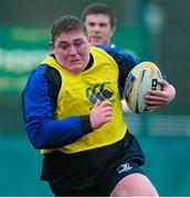 3 February 2014; Leinster's Tadhg Furlong in action during squad training ahead of their Celtic League 2013/14, Round 13, game against Zebre on Sunday. Leinster Rugby Squad Training, Rosemount, UCD, Belfield, Dublin. Picture credit: Ramsey Cardy / SPORTSFILE