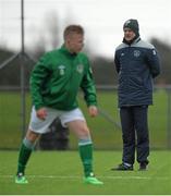 3 February 2014; Republic of Ireland coach Colin O'Brien watches Anthony Scully during squad training. Republic of Ireland U15 Squad Training, AUL Complex, Clonshaugh, Dublin. Picture credit: Brendan Moran / SPORTSFILE