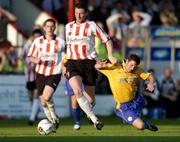 10 June 2005; Clive Delaney, Derry City, in action against Wesley Hoolahan, Shelbourne. FAI Carlsberg Cup 2nd Round, Shelbourne v Derry City, Tolka Park, Dublin. Picture credit; David Maher / SPORTSFILE