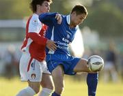 10 June 2005; David Breen, Waterford United, in action against Robbie Doyle, St. Patrick's Athletic. FAI Carlsberg Cup 2nd Round, Waterford United v St. Patrick's Athletic, Waterford RSC, Waterford. Picture credit; Matt Browne / SPORTSFILE