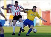 10 June 2005; David Crawley, Shelbourne, in action against Gary Beckett, Derry City. FAI Carlsberg Cup 2nd Round, Shelbourne v Derry City, Tolka Park, Dublin. Picture credit; David Maher / SPORTSFILE