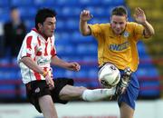 10 June 2005; Stephen Brennan, Shelbourne, in action against Killian Brennan, Derry City. FAI Carlsberg Cup 2nd Round, Shelbourne v Derry City, Tolka Park, Dublin. Picture credit; David Maher / SPORTSFILE