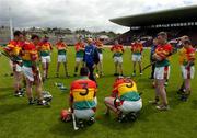 12 June 2005; Carlow Manager Eoin Garvey issues instructions during the half time break. Christy Ring Cup, Group 2B, Round 2, Mayo v Carlow, Pearse Stadium, Galway. Picture credit; Ray McManus / SPORTSFILE