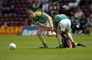 12 June 2005; Michael Donnellan, Galway, in action against Barry Prior, 11, and Gary McCloskey, Leitrim. Bank of Ireland Connacht Senior Football Championship Semi-Final, Galway v Leitrim, Pearse Stadium, Galway. Picture credit; Ray McManus / SPORTSFILE