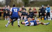 4 February 2014; Eoghan Murphy, Castleknock College, is tackled by Michael Kirk, left, and Greg Jones, St Andrew’s College. Beauchamps Leinster Schools Senior Cup, 1st Round, St Andrew’s College v Castleknock College. Cill Dara RFC, Kildare. Picture credit: Barry Cregg / SPORTSFILE
