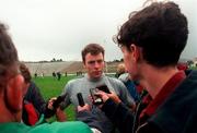 20 September 1997; Seamus Moynihan speaking to the press following a Kerry training session at Fitzgerald Stadium in Killarney, Kerry. Photo by Brendan Moran/Sportsfile