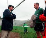 20 September 1997; Declan O'Keeffe speaking with RTE's Marty Morrissey following a Kerry training session at Fitzgerald Stadium in Killarney, Kerry. Photo by Brendan Moran/Sportsfile