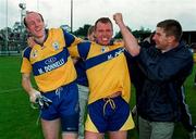 22 June 1997; Martin Daly and Donal O'Sullivan of Clare, celebrate following the GAA Munster Senior Football Championship Semi-Final match between Clare and Cork at Cusack Park in Ennis, Clare. Photo by Brendan Moran/Sportsfile
