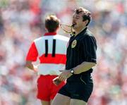 1 June 1997; Referee Martin McBrien during the Ulster GAA Football Senior Championship Quarter-Final match between Monaghan and Derry at St. Tiernach's Park in Clones, Monaghan. Photo by Ray McManus/Sportsfile