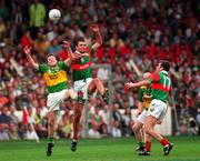 28 September 1997; Liam McHale of Mayo and Seamus Moynihan of Kerry contest a high ball during the GAA Football All-Ireland Senior Championship Final match between Kerry and Mayo at Croke Park in Dublin. Photo by Brendan Moran/Sportsfile