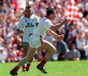 29 June 1997; Noel Donnelly of Tyrone celebrates are scoring the opening goal during the Ulster GAA Football Senior Championship Semi-Final match between Tyrone and Derry at St. Tiernach's Park in Clones, Monaghan. Photo by David Maher/Sportsfile