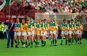 16 August 1997; The Offaly team parade prior to the Leinster GAA Senior Football Championship Final match between Offaly and Meath at Croke Park in Dublin. Photo by Ray McManus/Sportsfile