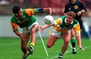 16 August 1997; Tom Coffey of Offaly in action against Nigel Nestor of Meath during the Leinster GAA Senior Football Championship Final match between Offaly and Meath at Croke Park in Dublin. Photo by Brendan Moran/Sportsfile