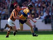 10 August 1997; Niall Gilligan of Clare in action against Willie O'Connor of Kilkennyduring the Guinness All-Ireland Senior Hurling Championship Semi-Final match between Clare and Kilkenny at Croke Park in Dublin. Photo by Ray McManus/Sportsfile